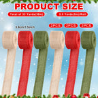 6 Rolls 33 Yards Christmas Burlap Ribbon, 1.5''
