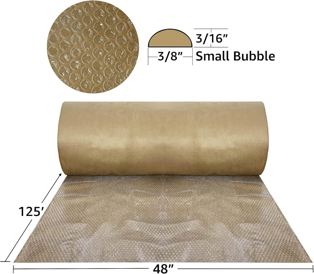 Kraft Backed Bubble Cushioning Wrap 48" x 125-Feet