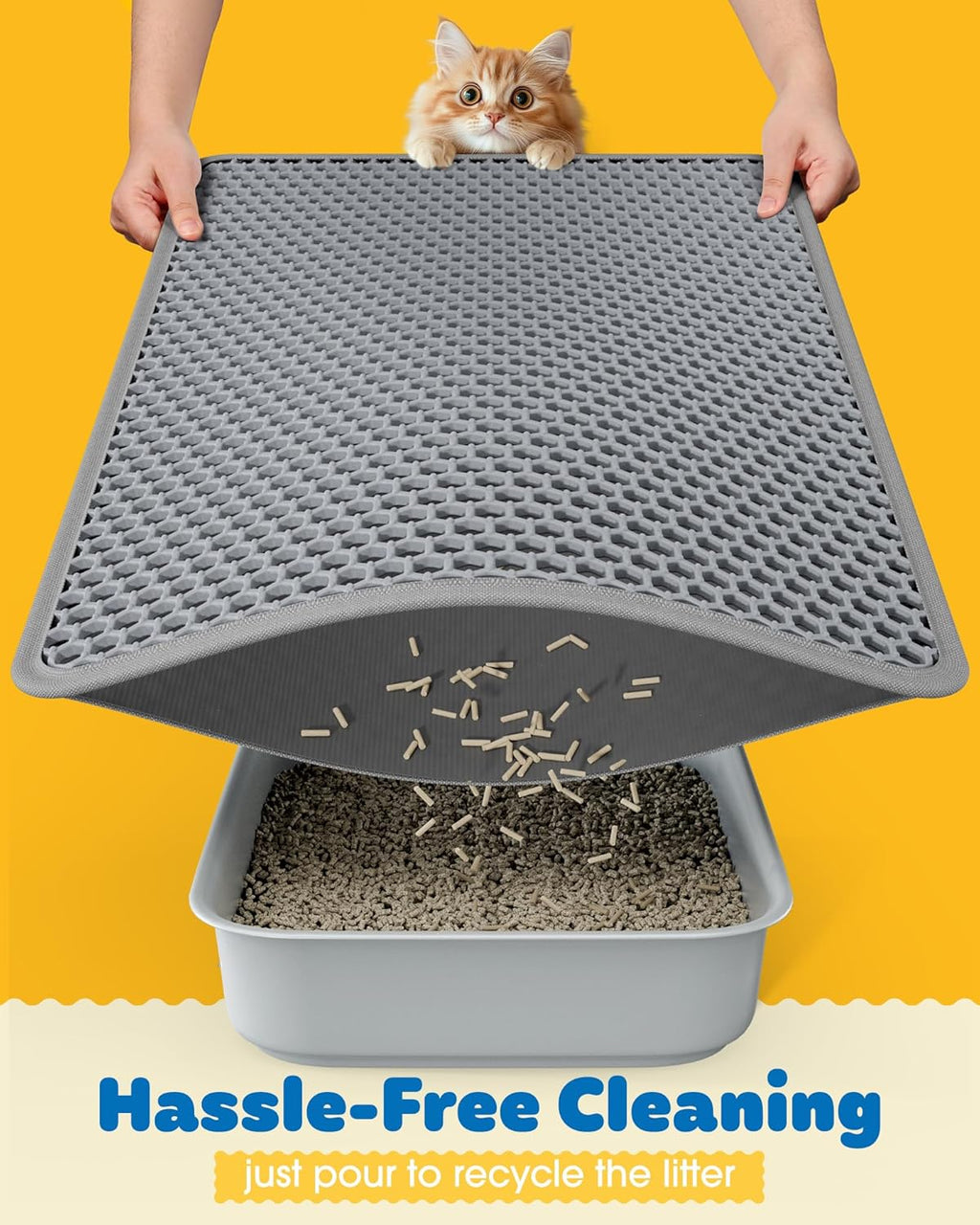 27" x 19" Cat Litter Mat - Ultra-Large Litter Box Mat with Double Layers, Urine-Proof and Non-Slip Litter Trapping