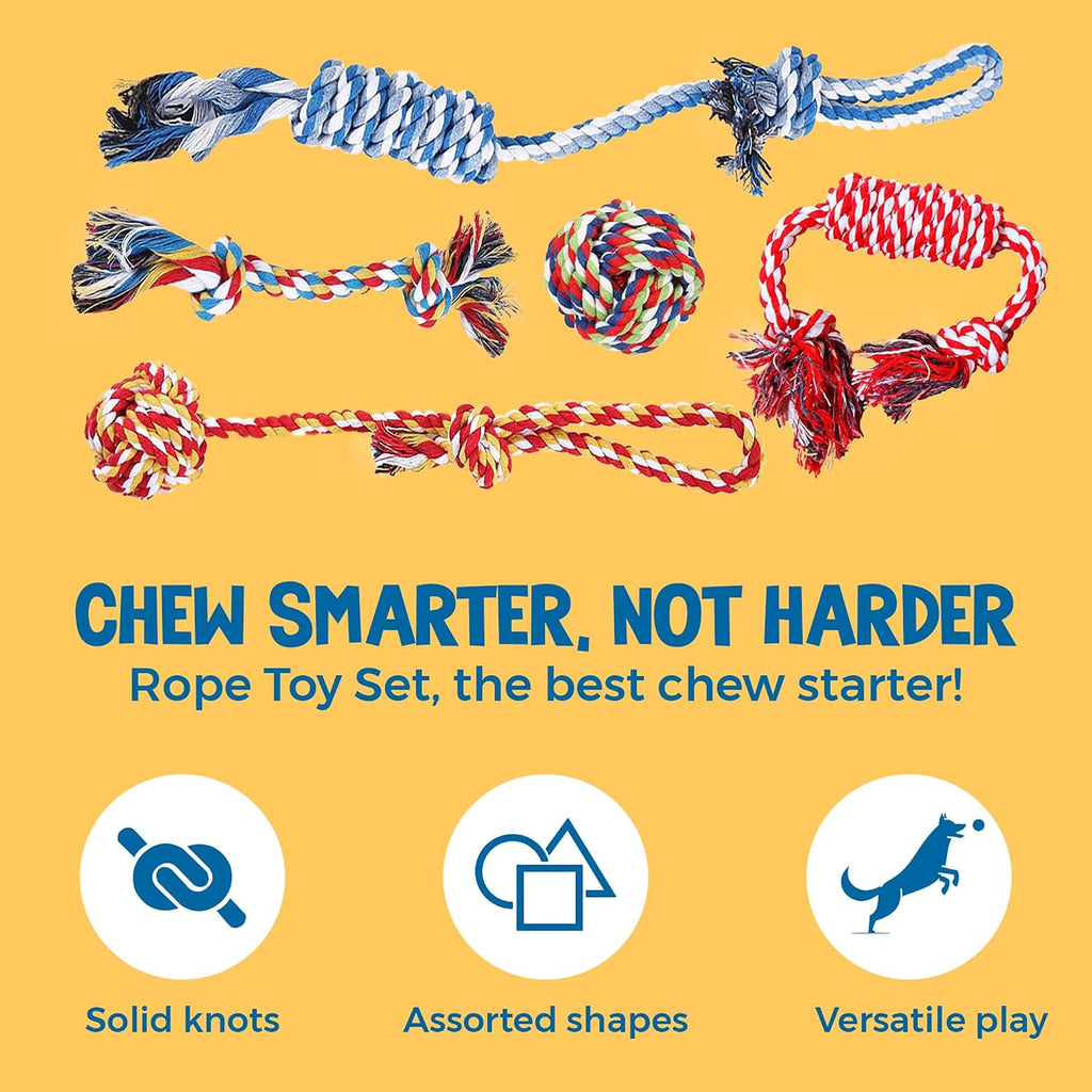 5-Pack Ferret Rope Chew Teething Toys, Puppy Chew Toys & Accessories for Cage, Machine-Washable Durable Cotton