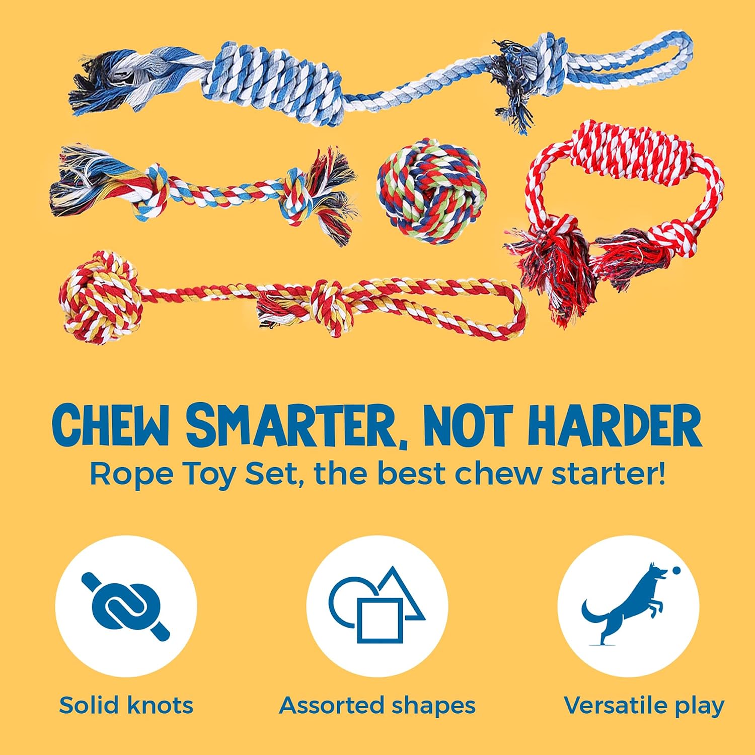 5-Pack Ferret Rope Chew Teething Toys, Puppy Chew Toys & Accessories for Cage, Machine-Washable Durable Cotton