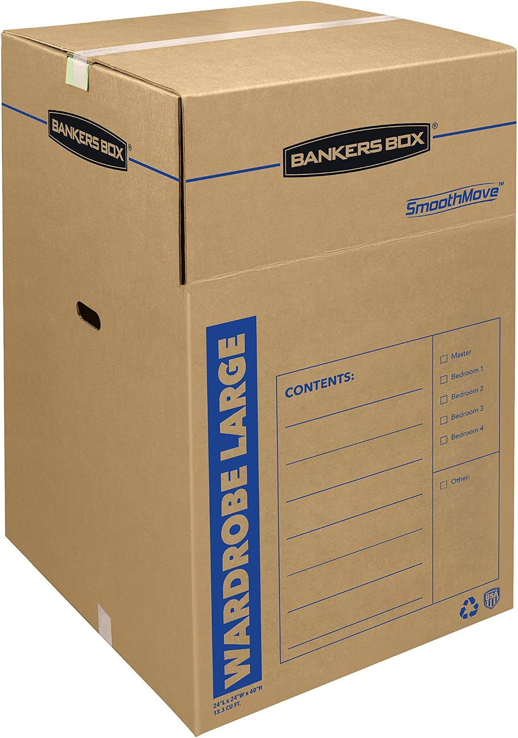 3-Pack Tall Wardrobe Moving Boxes, 24" x 24" x 40"