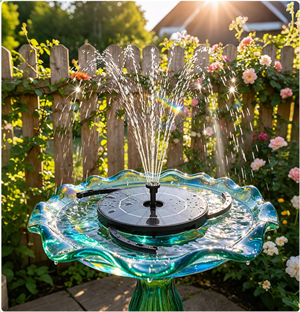 Solar Bird Bath Fountain with 6 Nozzles & DIY Separated Design