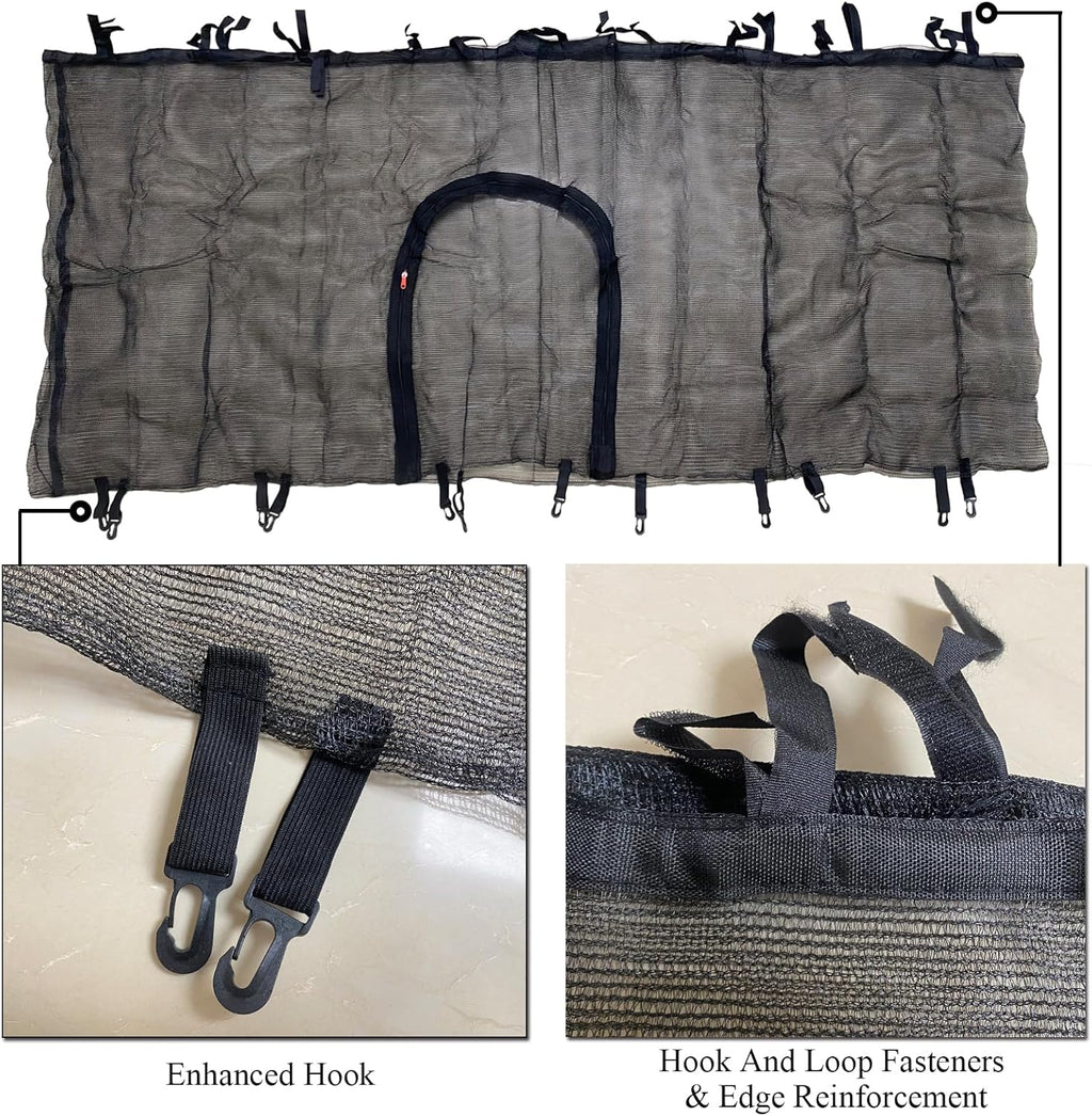 55" 60" Trampoline Replacement Net with Zipper and Hooks, Breathable and Tear Resistant, Trampoline Enclosure Net
