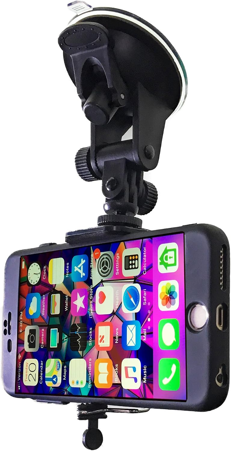 Car Phone Mount - Windshield Compatible Cell Phone Holder for iPhone XS/XR/8/7/6S/6 Plus SE, Samsung Galaxy