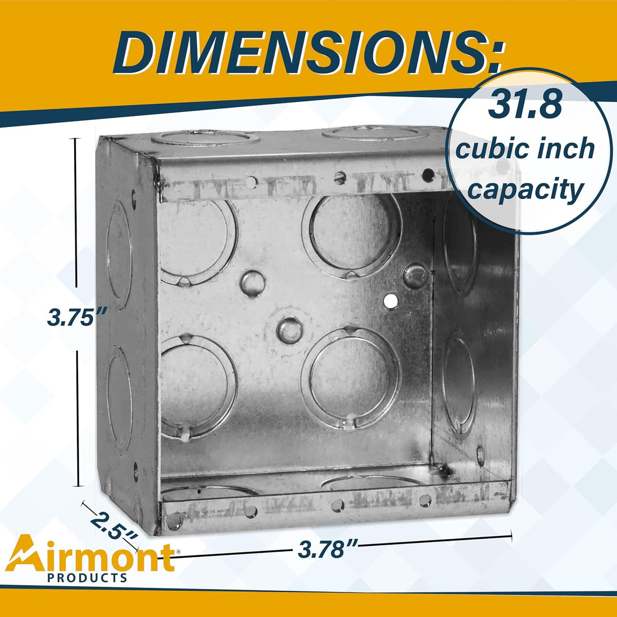 2-Gang Masonry Electrical Box, 2-1/2" Deep, 31.8 Cu. in., 12 EKO Knockouts