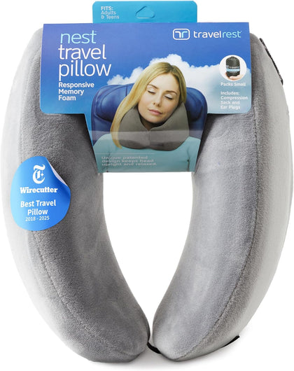 Sleep Neck Pillow Travel - Travel Essentials, Memory Foam, Neck Support Pillow for Long Flight, Plane Sleeping