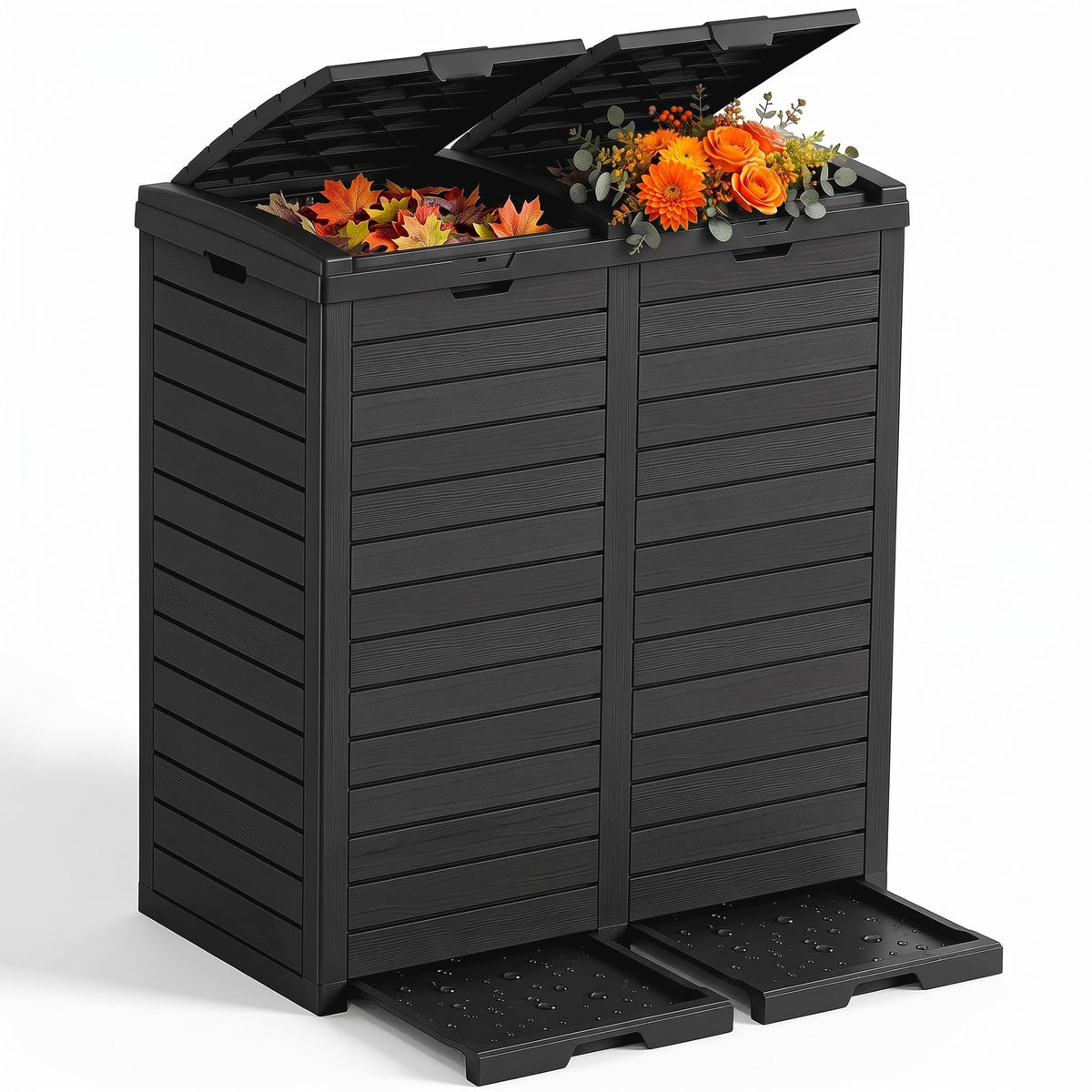 Outdoor Trash Can with Lid, 110 Gallon Garbage Can with Drip Tray