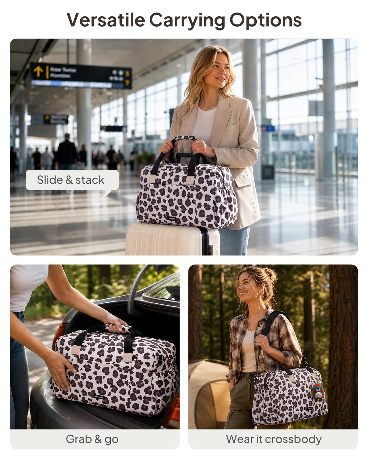 3Pcs Weekender Bags For Women, Carry On Bag, Overnight Bag