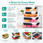 5cup Plastic Food Storage Containers With Lids For Lunch Meal Prep,5pk