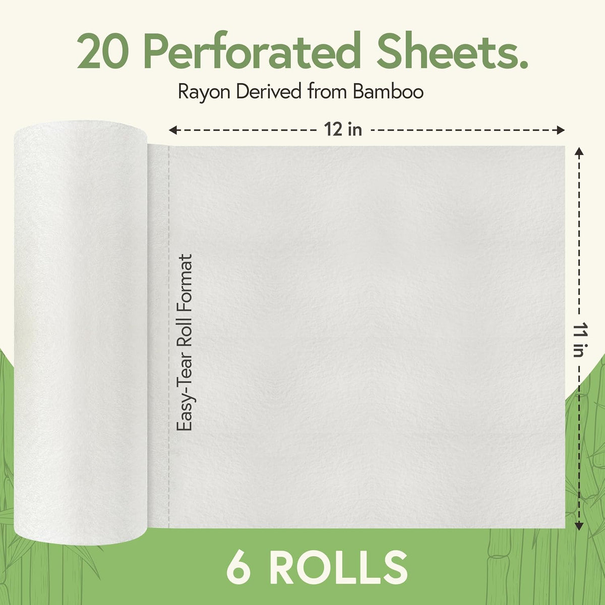 Reusable Bamboo Paper Towels, 20 Sheets, 6 Rolls
