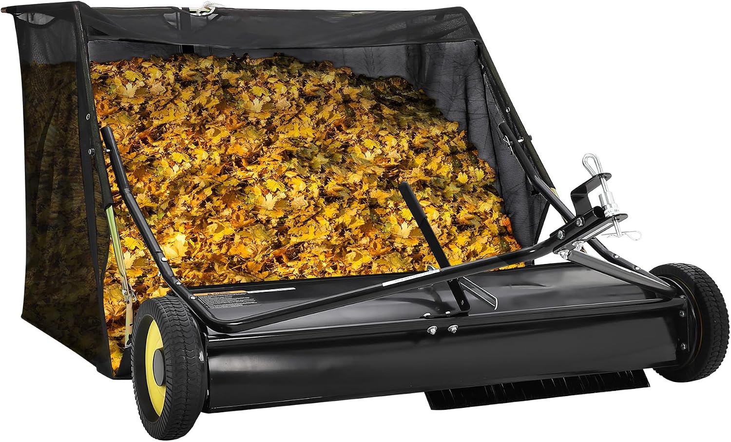42" Large Capacity Pull Behind Lawn Sweeper with Adjustable Sweeping Height - Leaf & Grass Collector with Dumping