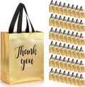 50 Pcs Gold Glossy Thank You Gift Bag with Handles