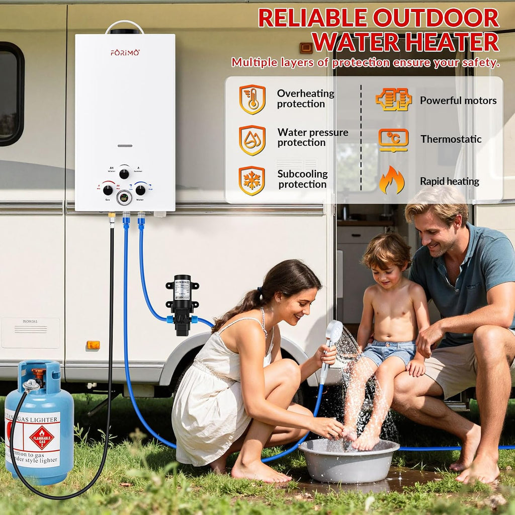 Tankless Water Heater Propane,2.64GPM 10L Outdoor Portable Water Heater,with 2 GPM Water Pump, Instant Propane Water