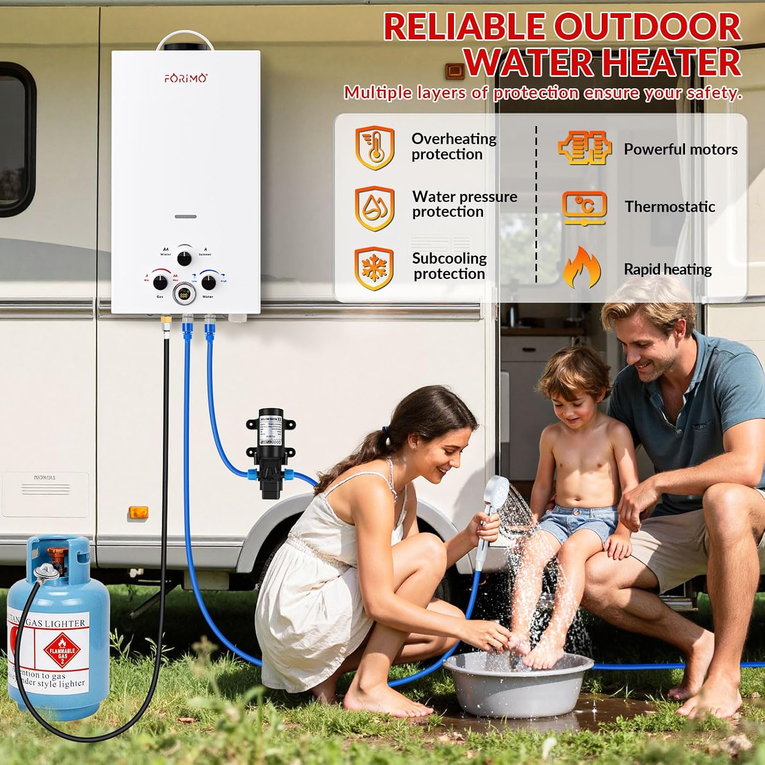 Tankless Water Heater Propane,2.64GPM 10L Outdoor Portable Water Heater,with 2 GPM Water Pump, Instant Propane Water