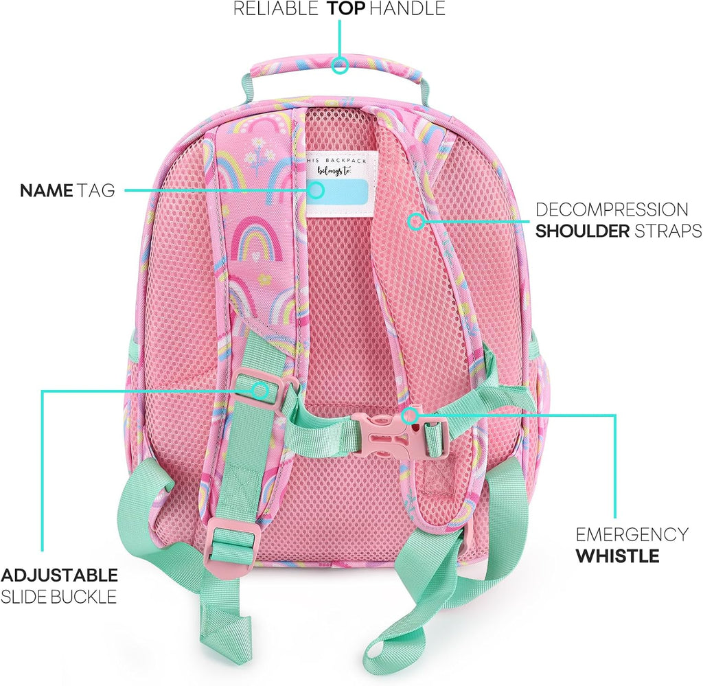 Girls Backpack 5-8: Lightweight Kids Backpacks for Girls - Girl Bookbag for Elementary School - Rainbow Pink