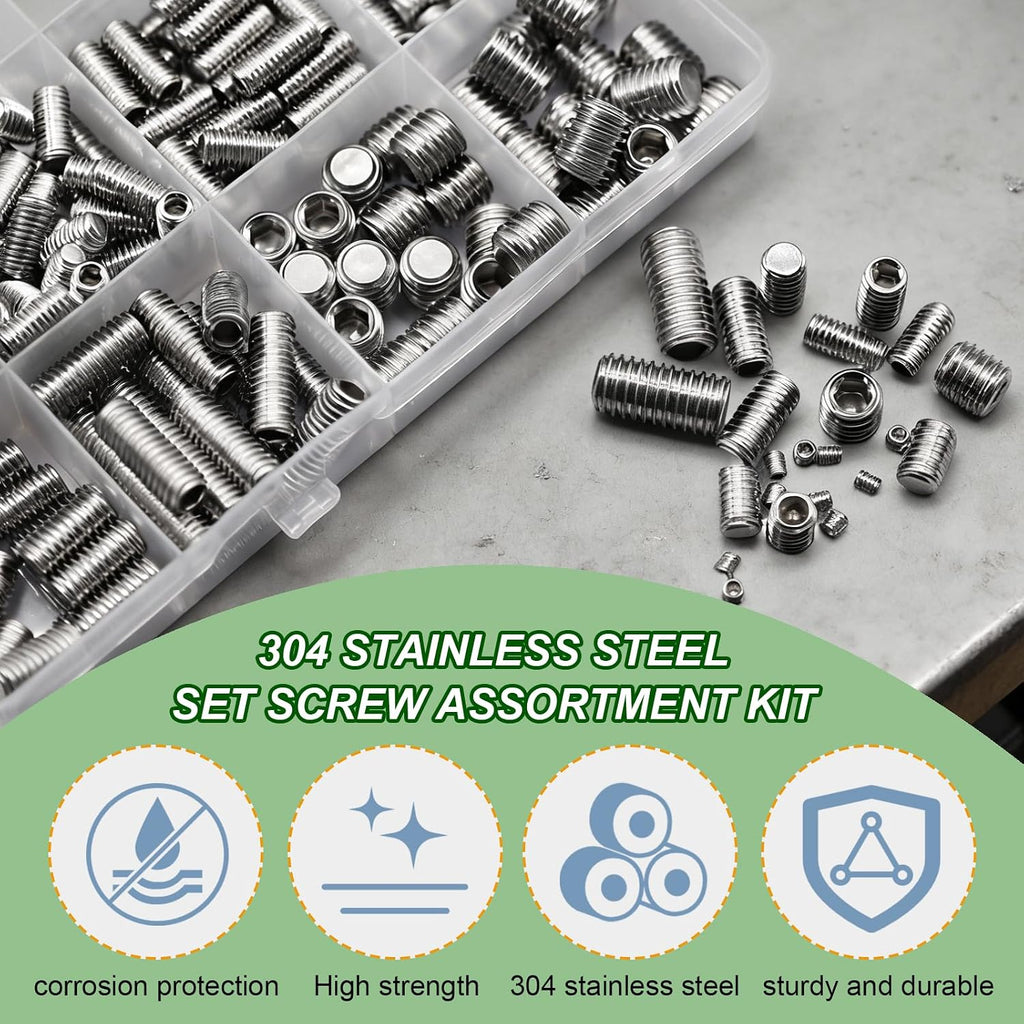 310 Pcs Set Screw Assortment Kit 24 Size 304 Stainless Steel Metric