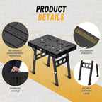 Portable Work Table, 1650lbs Capacity, Folding Work Bench, Black