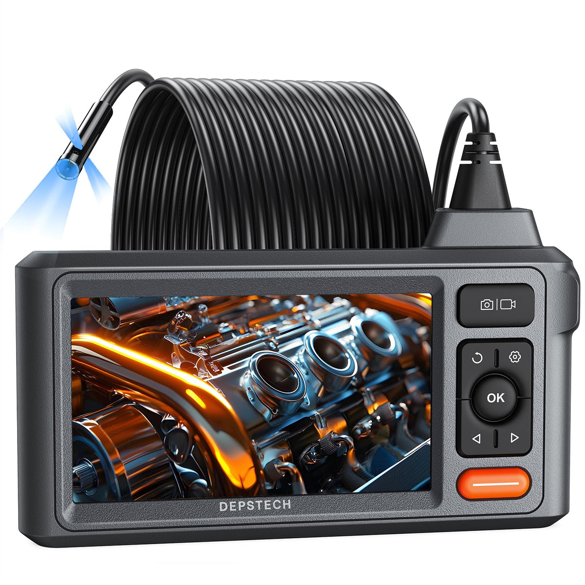 DEPSTECH 50FT Endoscope Camera, 5" IPS Screen Triple Lens Inspection Camera