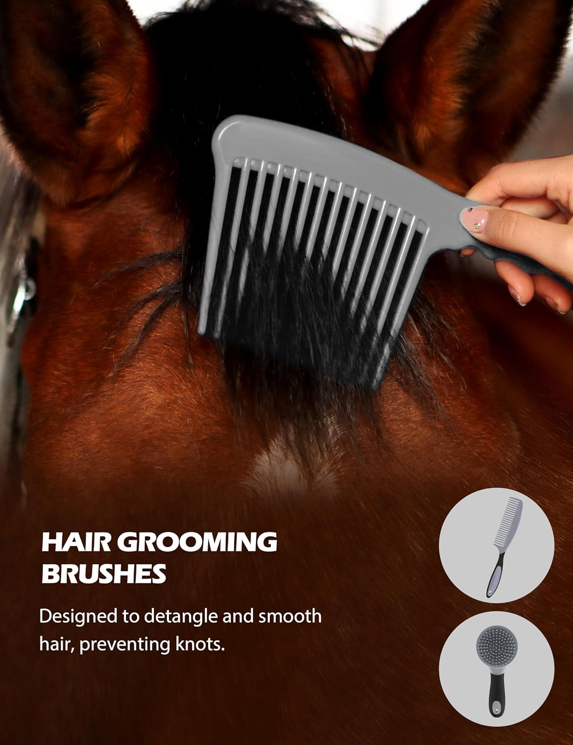 Horse Grooming Kit, 11-Piece Horse Brush Set with Tote