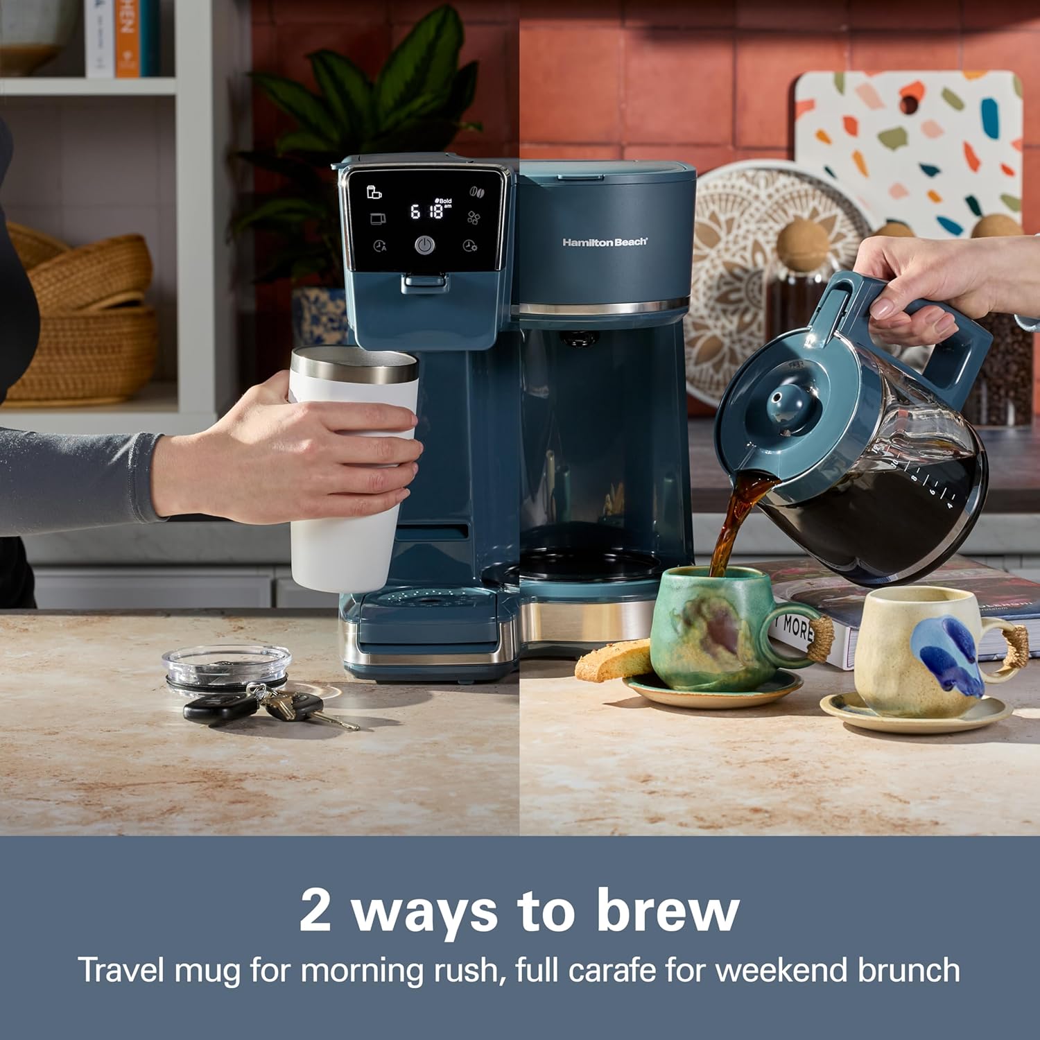 2-Way Drip Coffee Maker & Single Serve Coffee Machine | Hot & Iced Coffee Maker| 12 Cup Glass Carafe| AquaFlow