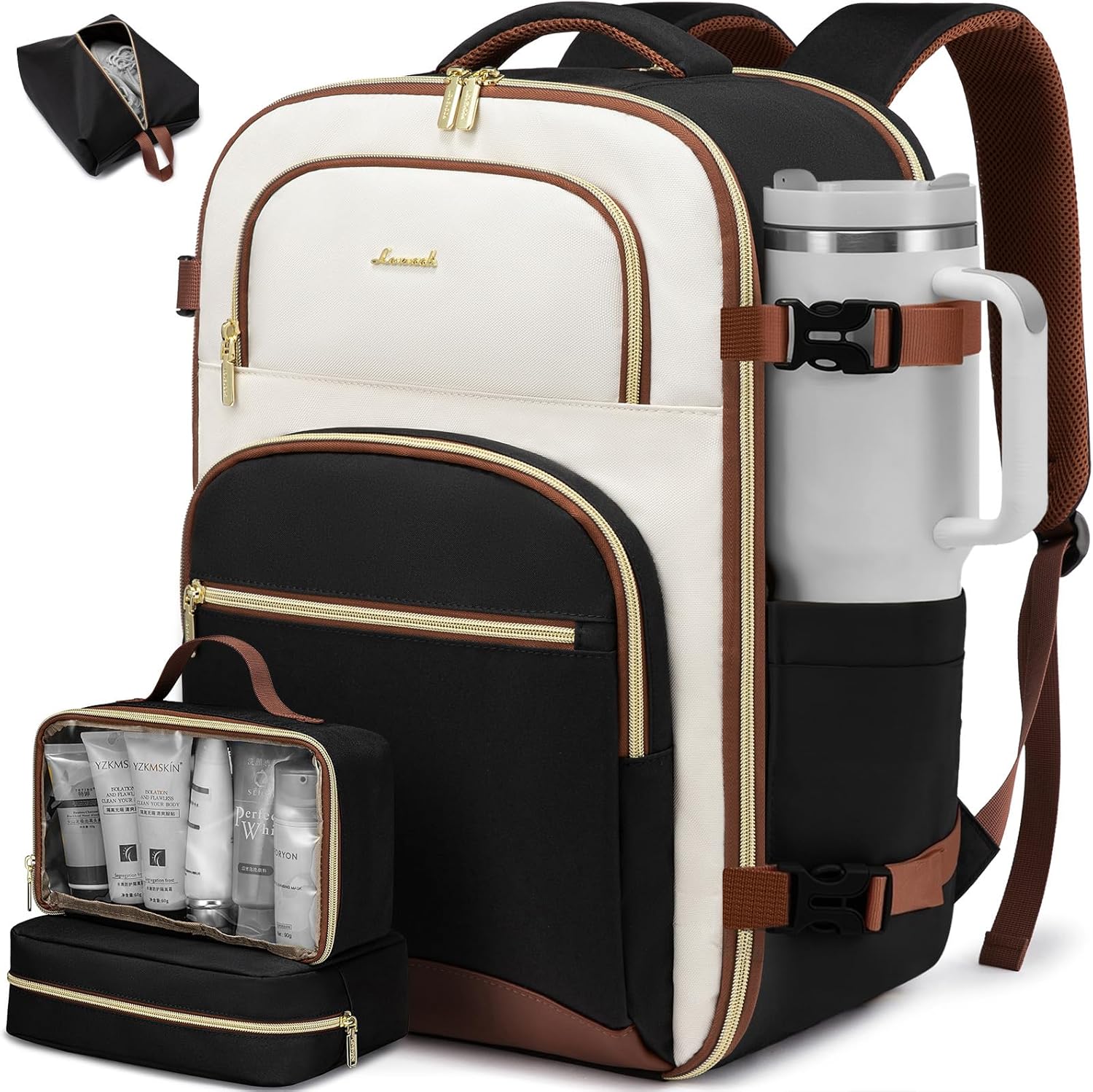 Travel Backpack for Women, 40L Airline Approved Carry On Backpack Luggage with 3 Packing Cubes, TSA Personal Item