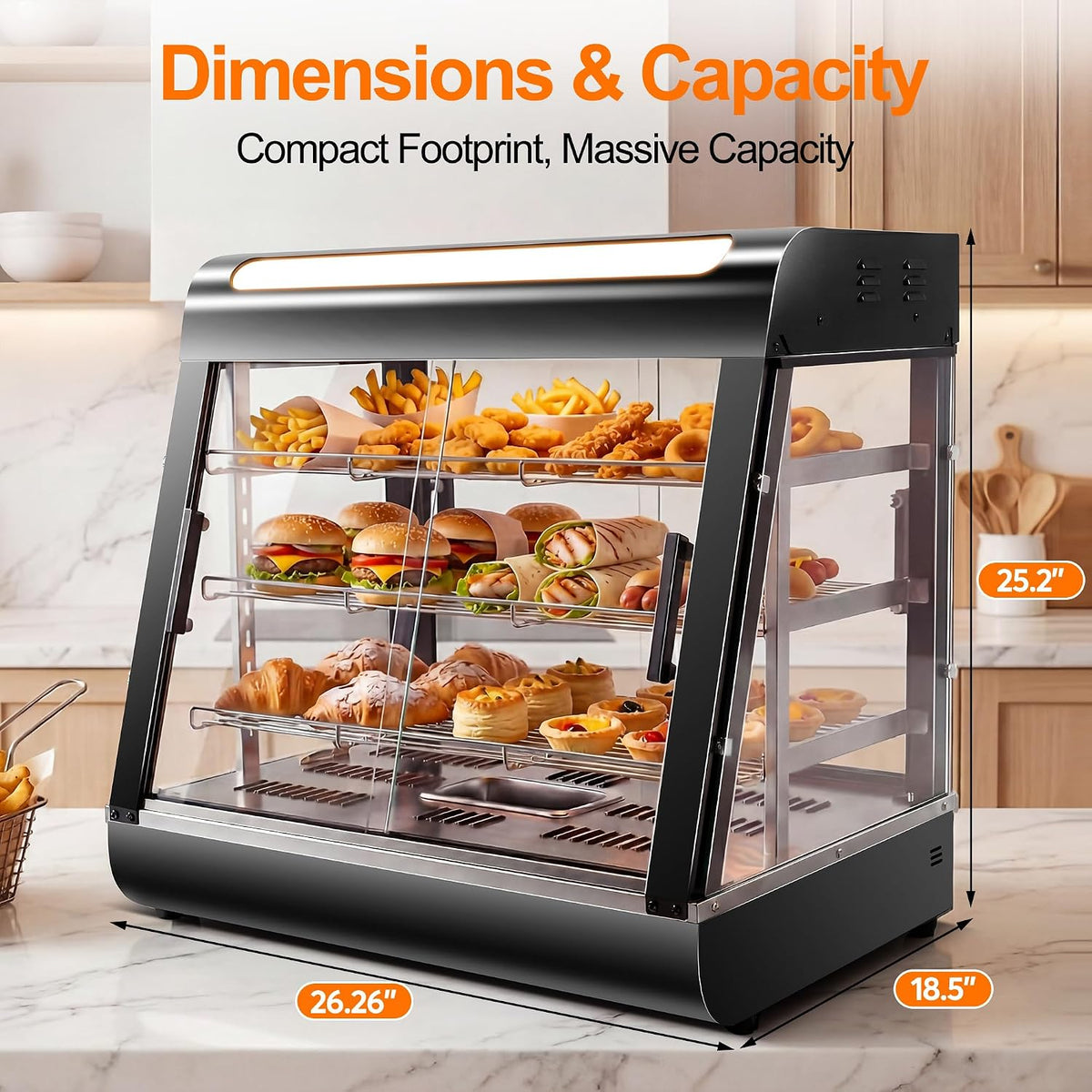 26" Commercial Food Warmer Display Case 1200W