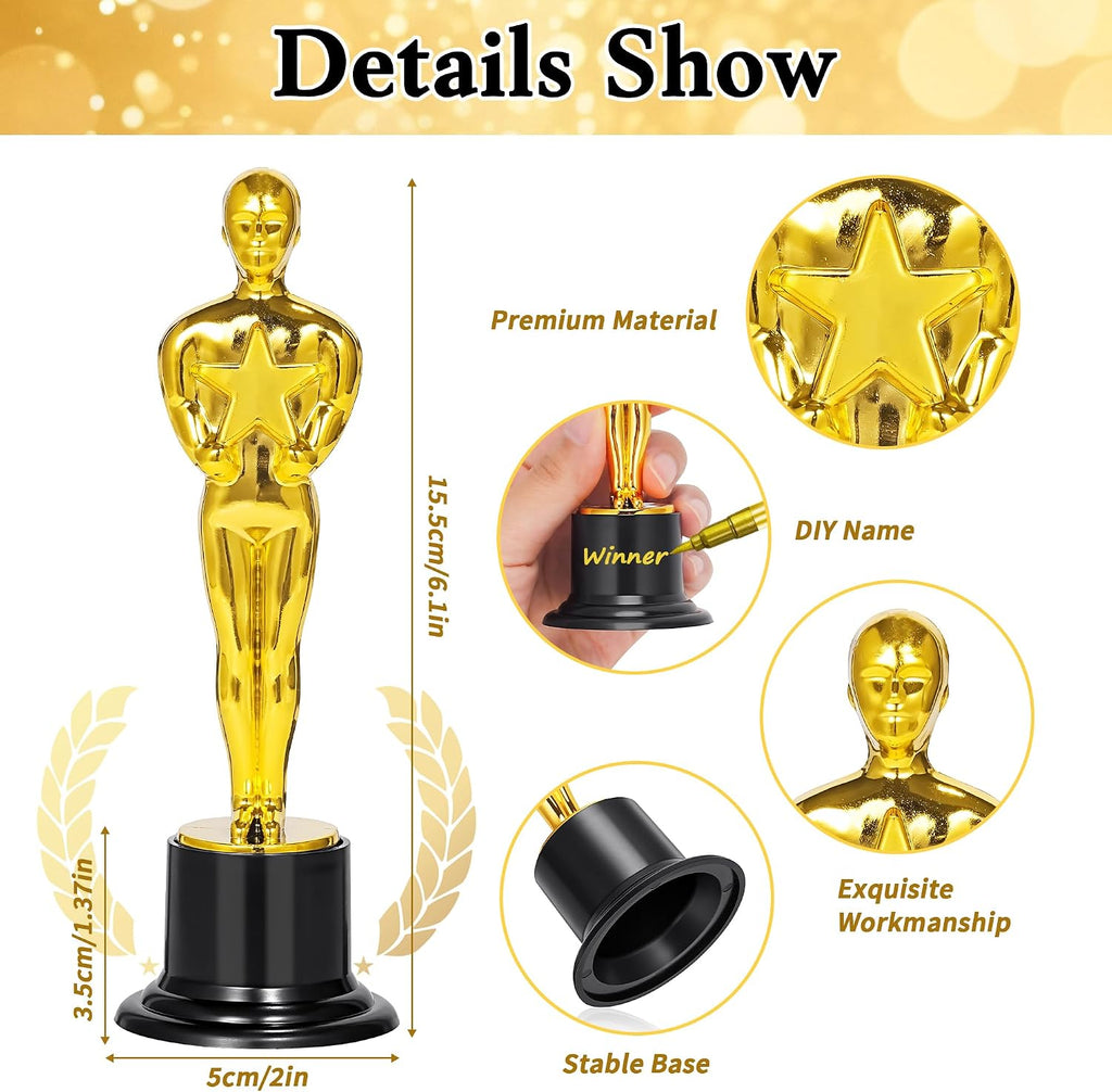 Gold Award Trophy, 24 Pack 6 Inch Trophies for Party Decorations, Game Prize, Award Ceremony, Appreciation Gift
