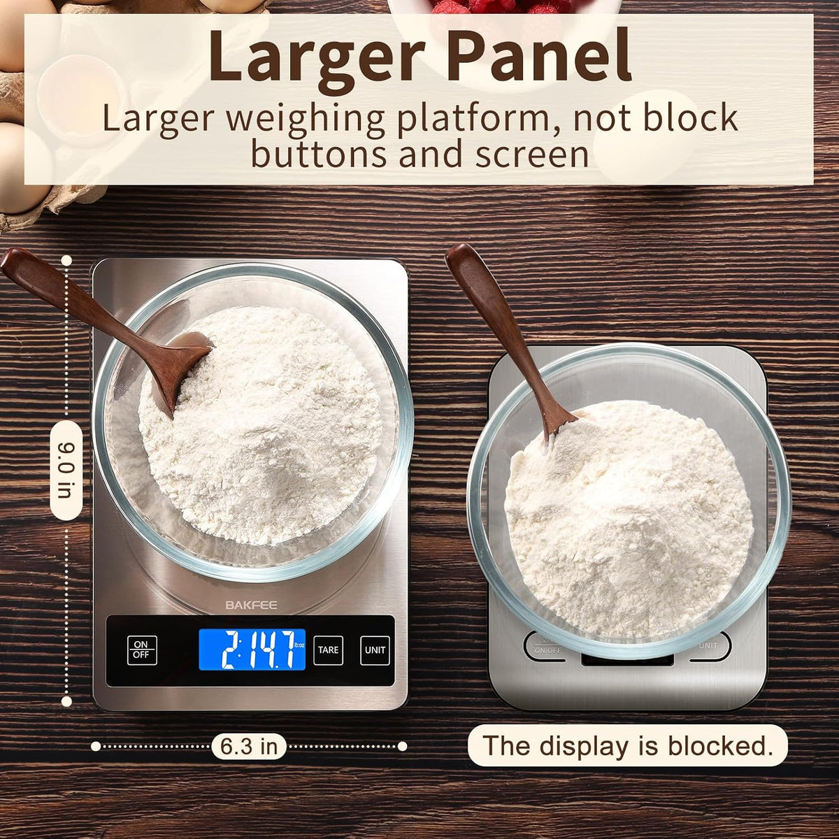 Food Scale, 33lb Kitchen Scale with 1g Precision, USB-C Rechargeable