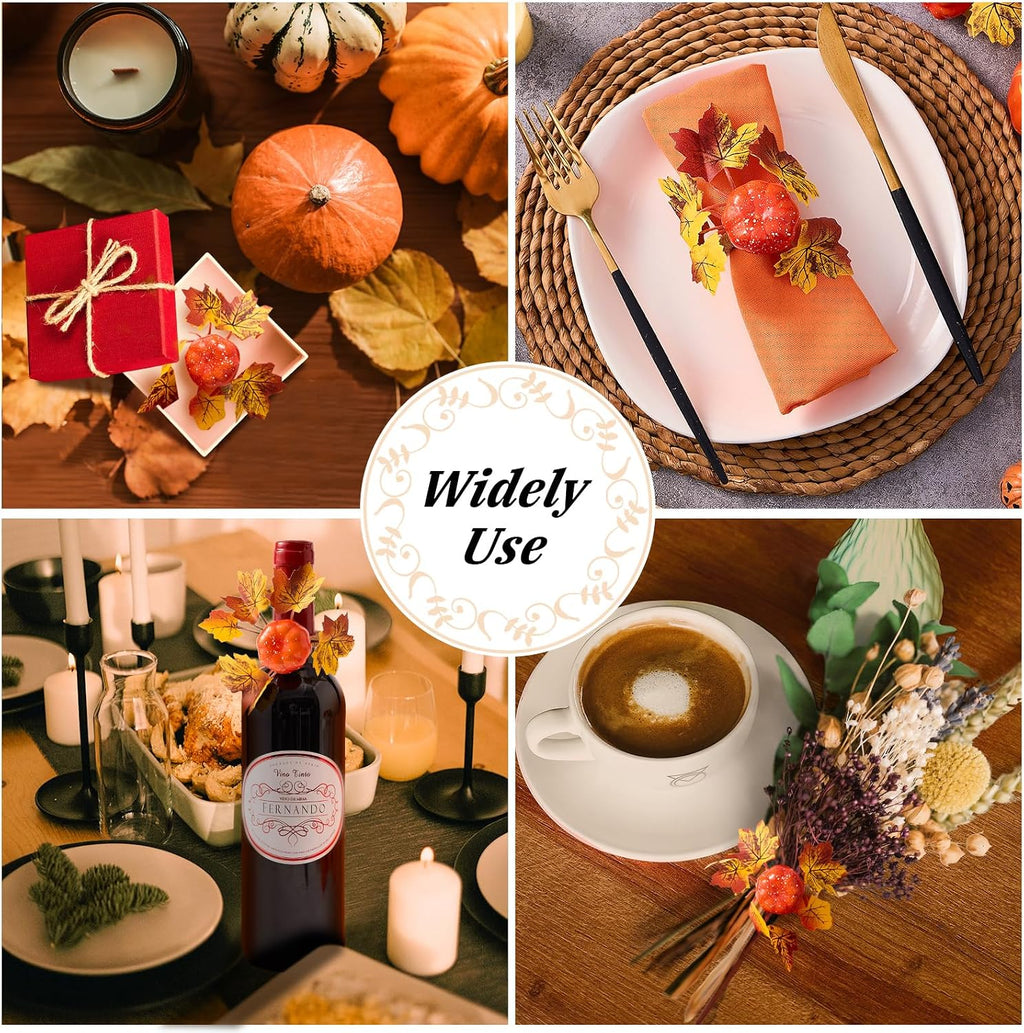 Fall Thanksgiving Decorations Set of 16, Fall Cloth Napkins & Napkin Rings | 8 Pcs Fall Thanksgiving Napkins Cloth &