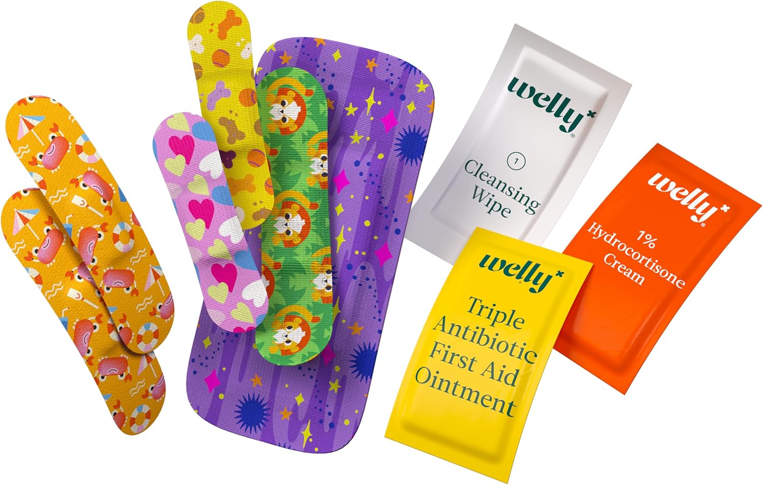 First Aid Kit - Bravery Badges in Flexible Fabric and Waterproof, Singe Use Ointments Triple Antibiotic, Cleansing