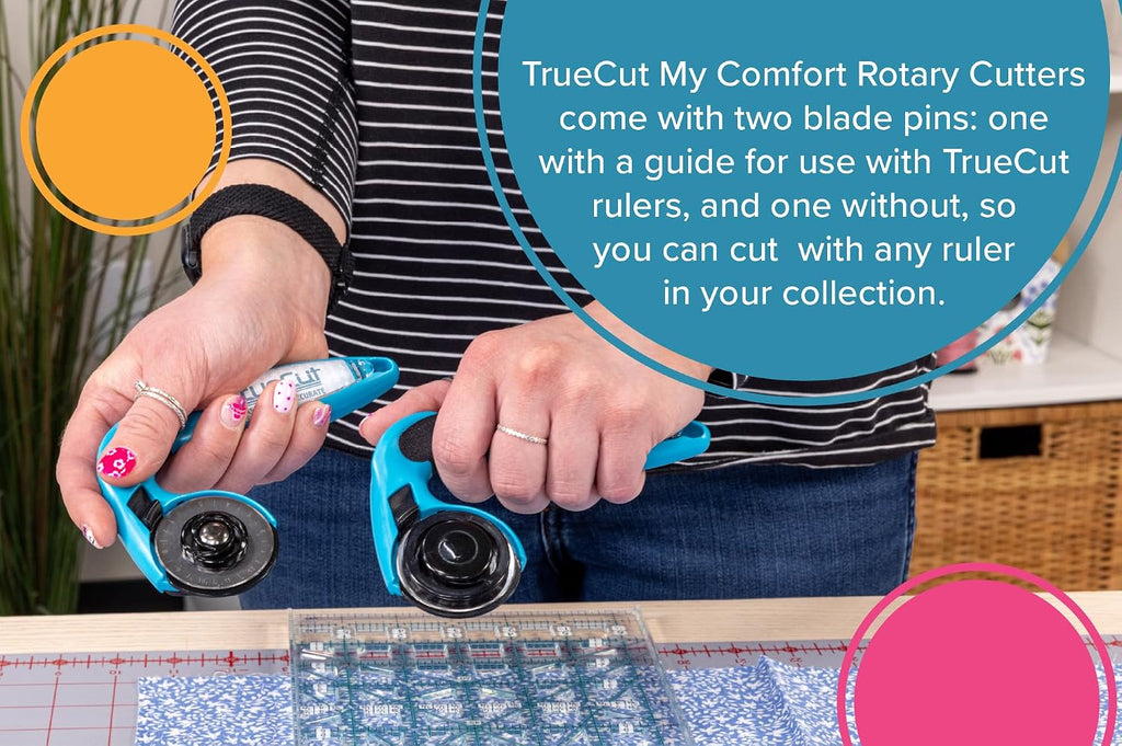 TrueCut My Comfort Rotary Cutter - 45mm Ergonomic Wheel Cutter for Fabric, Quilting, Sewing, Crafting - Left or