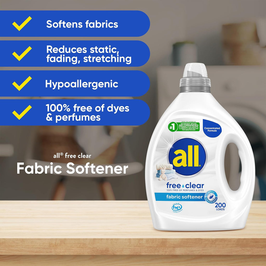 Free Clear Liquid Fabric Softener for Sensitive Skin, 80 Oz, 200 Loads