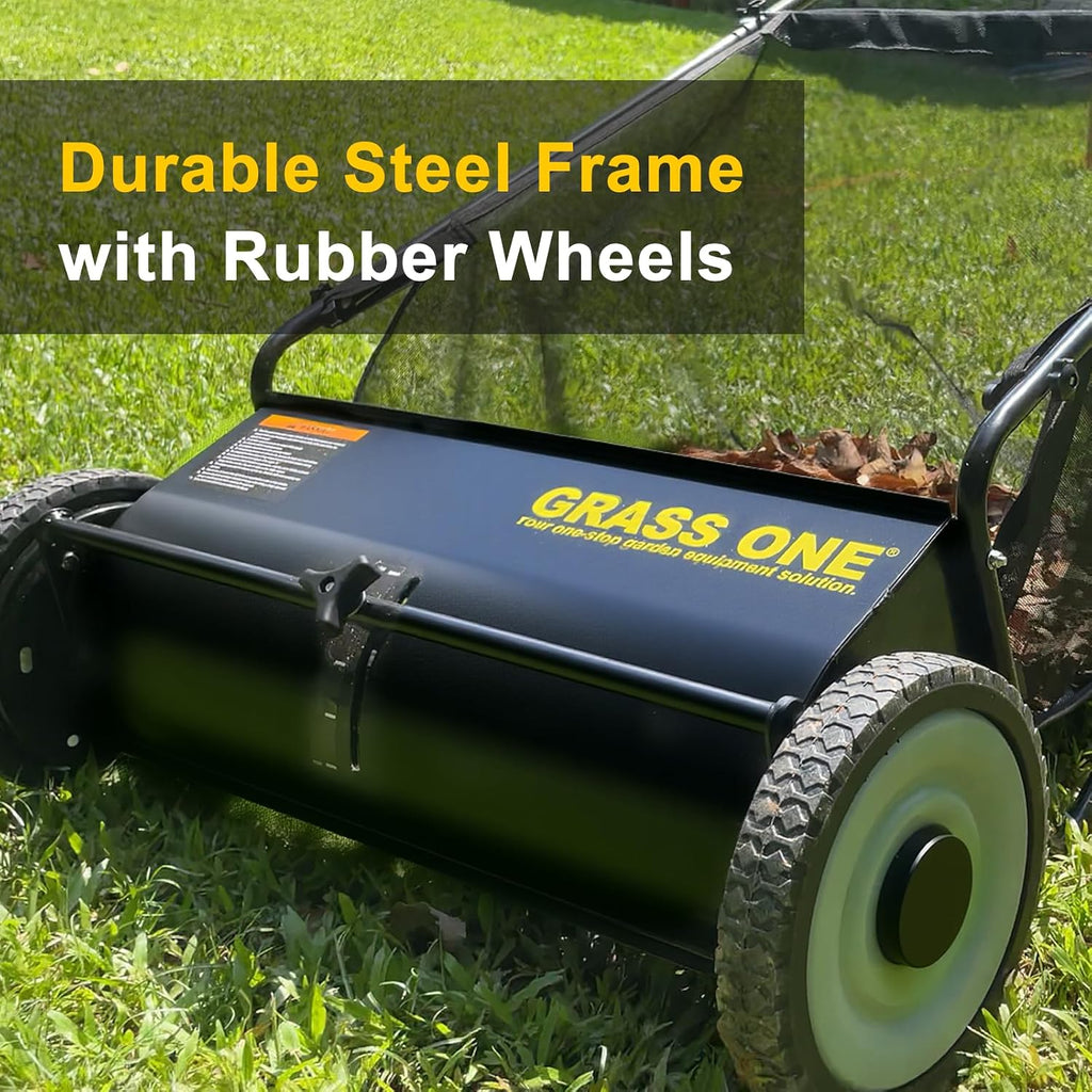 26 Inch Push Lawn Sweeper with 7 Cu.Ft Collection Bag