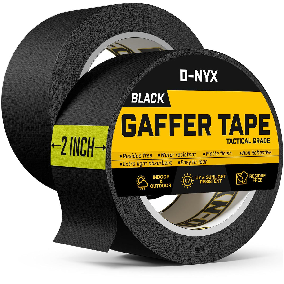 Gaffer Tape 2 Inch x 2 Pack Black Gaff Tapes