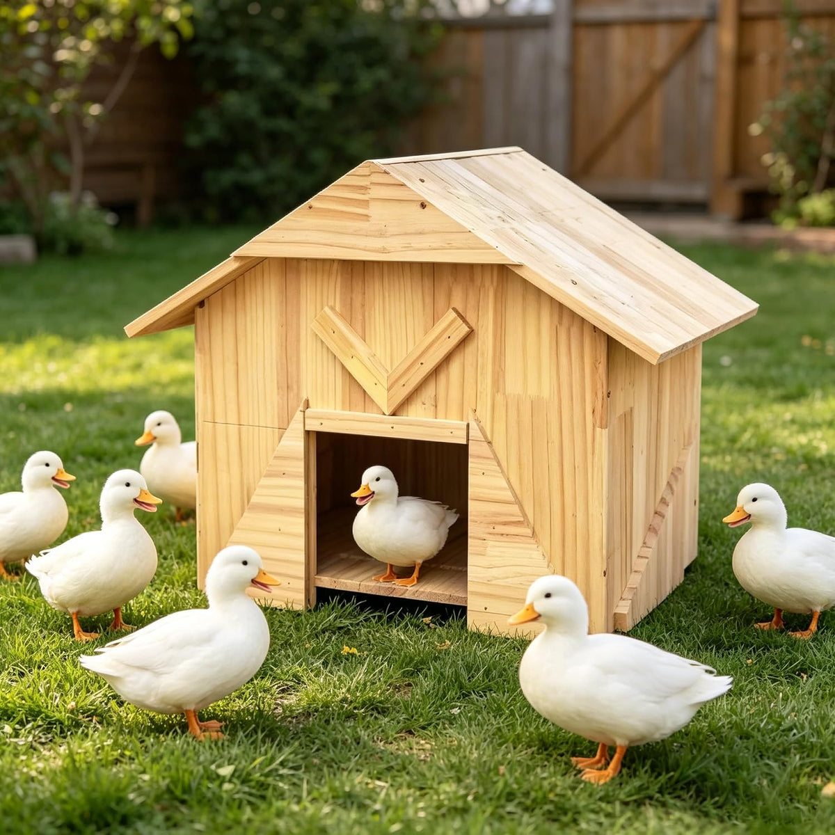 Handcrafted Extra Large Solid Wood Duck Coop - Spacious Outdoor Poultry House for Ducks, Chickens & More, Easy