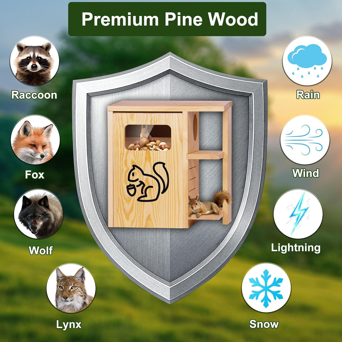 Extra Large Wooden Squirrel House for Outside