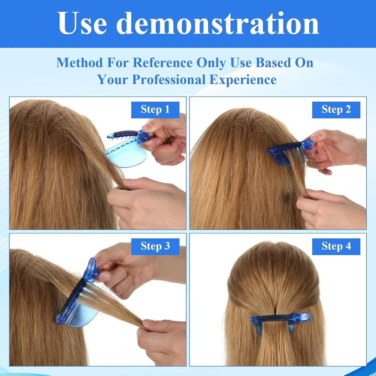 Heat Insulation Hair Sectioning Clips, 2PCS Blue Hair Styling Clips for Wig Extension Highlighting Dyeing Salon Home
