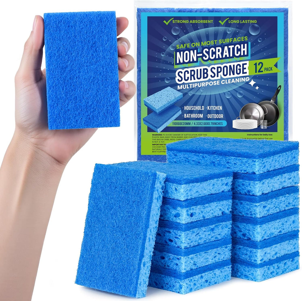 Kitchen Sponges, 12 Count, Dual-Sided Non-Scratch Scrub Sponge