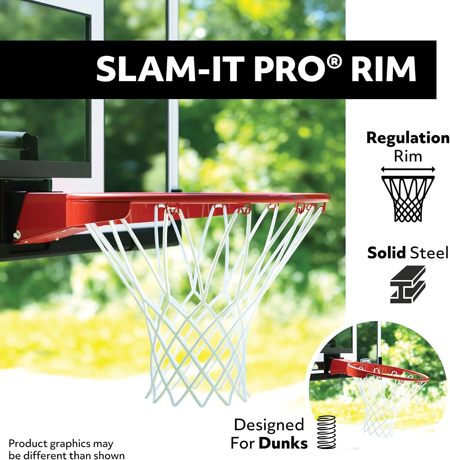 Shatterproof Backboard Rim Combo, 48-Inch, Mounting Bracket Sold Separately