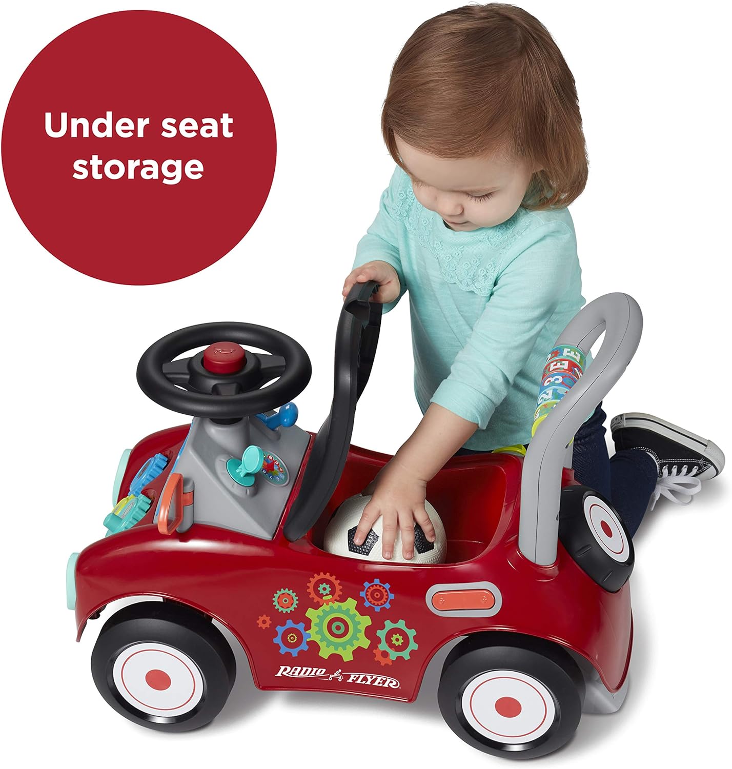 Busy Buggy, for Toddlers 1-3, 3-in-1 Push Walker Ride On Car with 17 Sensory Activities, Anti-Tip Feature, Under-Seat
