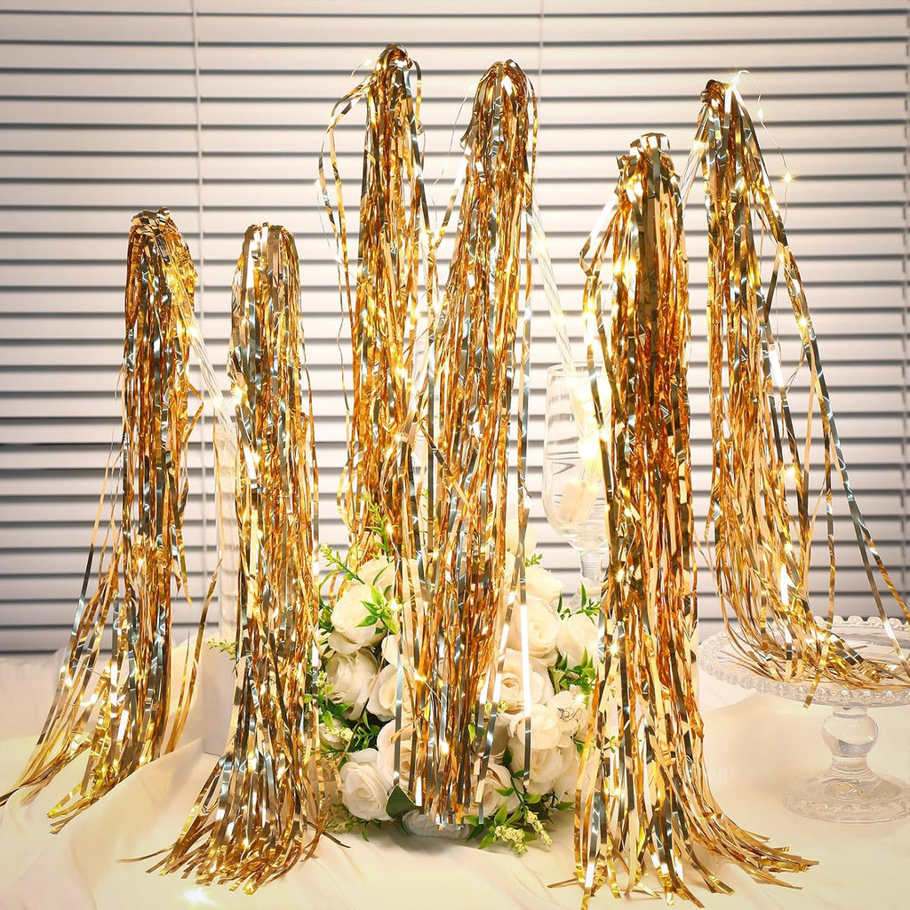24 Pcs Lighted Wedding Wands LED Tinsel Wedding Light up Wands Streamers Sparklers Send Off and Exits Props Birthday