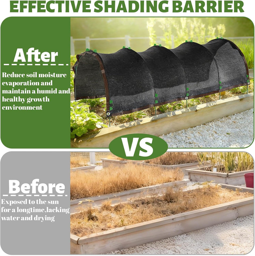 3.3x6.5FT Garden Shade Kit,Includ Garden Sun Shade Cloth with Hoops,Clips,Connectors,Raised Garden Bed Shade Cover