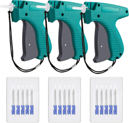 3 Pcs Tagging Gun Applicator with 15 Steel Needles,Green | Clothing Tag Attacher for Boutique Consignment Retail