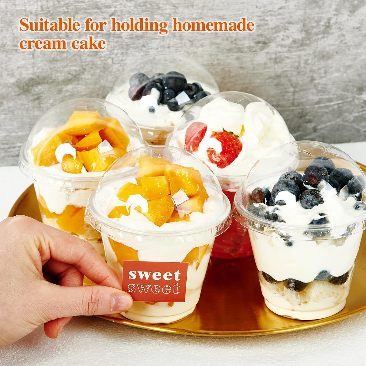 200 PACK 9 oz Clear Plastic Cups With Dome Lids for Dessert