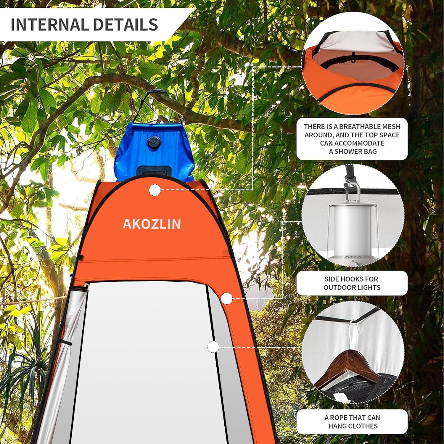 Portable Pop Up Shower Tent Instant Privacy Dressing Changing Shelter Outdoor Shower Room Camp Toilet Tent 47.2"