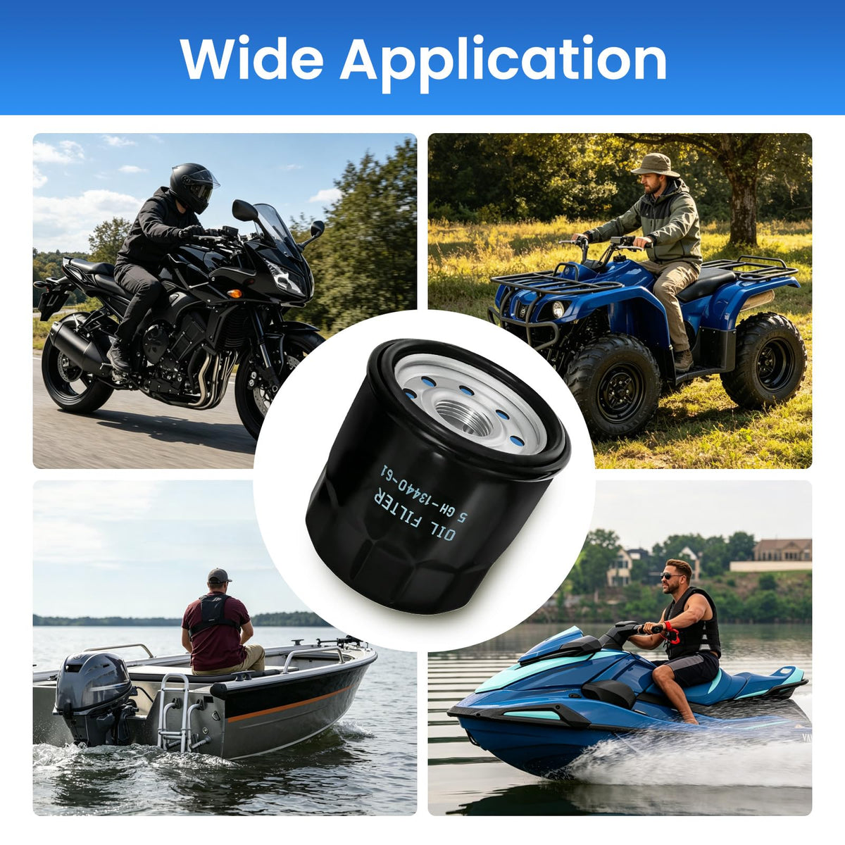 4 Pack 5GH-13440-61-00 Oil Filter Compatible with Yamaha, Replaces 5GH-13440-80-00, 5GH-13440-90-00, 5GH-13440-60-00, 5GH-13440-50-00, for Yamaha F15 F25 F50 F60 F70 Outboard