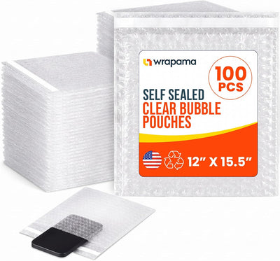 Clear Self-Seal Cushioned Bubble Pouches 12x15.5 Shipping Bags