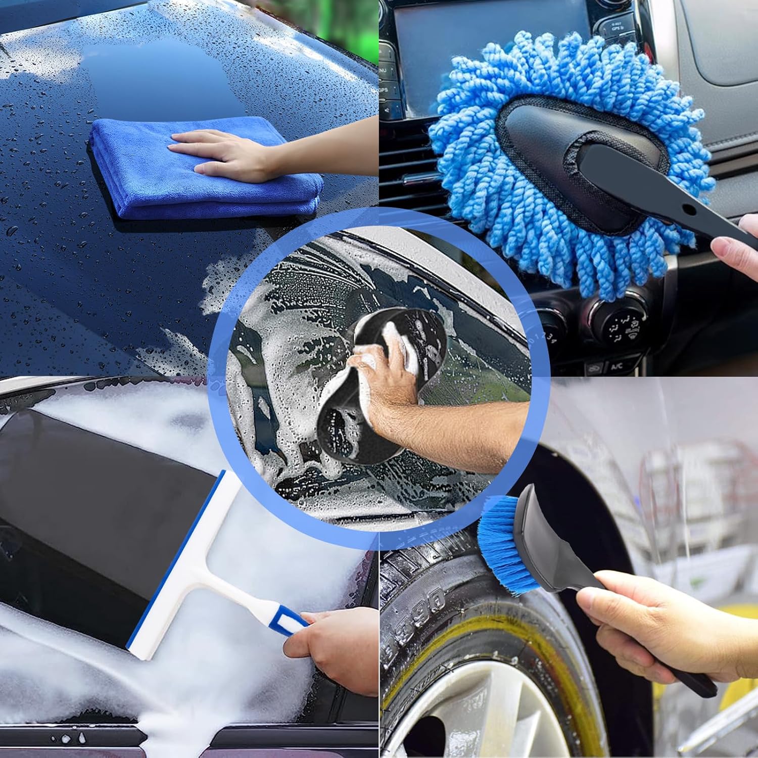 Car Wash Kit with Foam Gun, Bucket and Cleaning Tool, Car Washing Kit | Includes Wash Mitt Tire Brush Sponge Towels