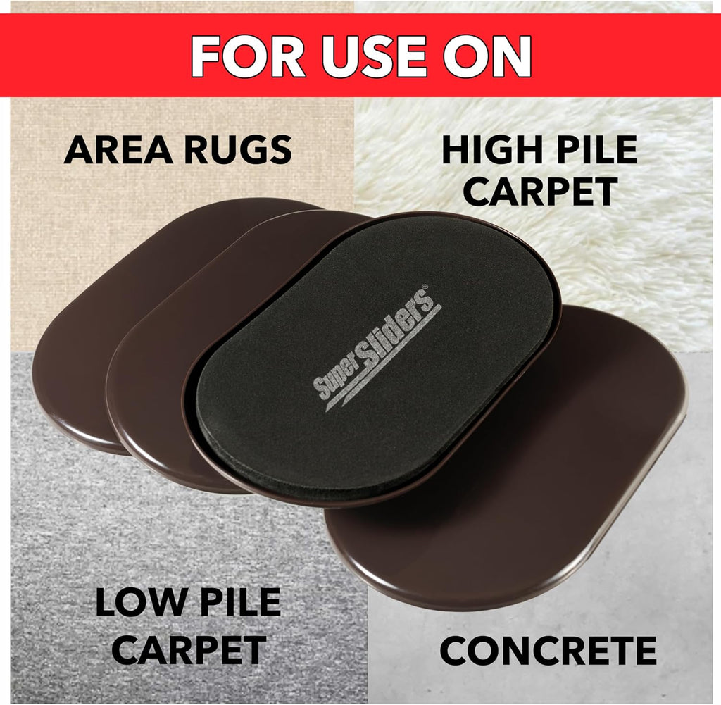 5-3/4" x 9-1/2" XL Oval Reusable Furniture Sliders for Carpet, Anti-Slip Protective Furniture Moving Pads for Beds